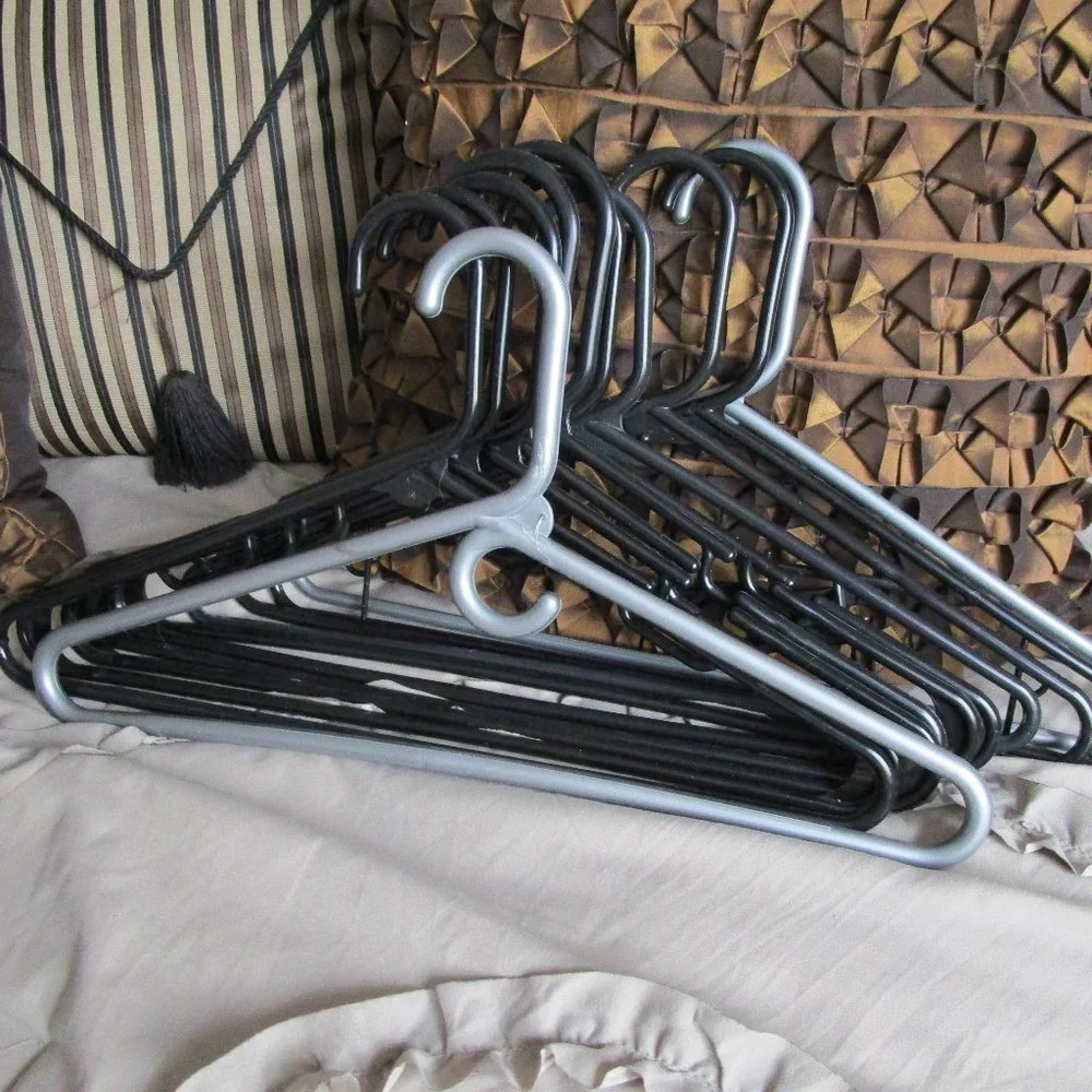 lot of plastic hangers